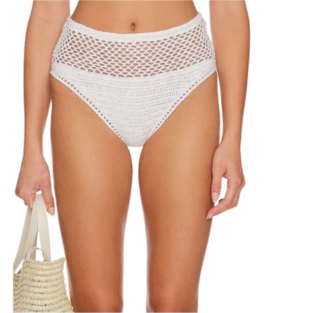 Beach Riot White Crochet High-Waisted Bikini Bottom - brand new with tags